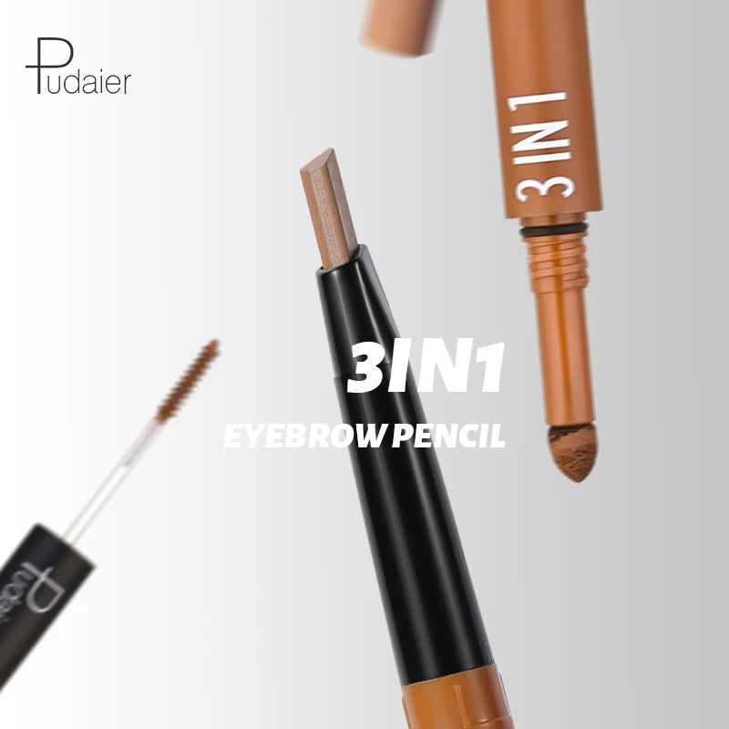 Wholesale Waterproof Vegan Eyebrow Pen Long Lasting Brow Pencil Brow Powder Brow Cream 3 in 1 Eyebrow Pencil