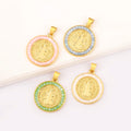 Gold Plated Our Lady of Guadalupe Pendant with Colorful Mosaic Enamel for Religious Jewelry Making Wholesale Accessories