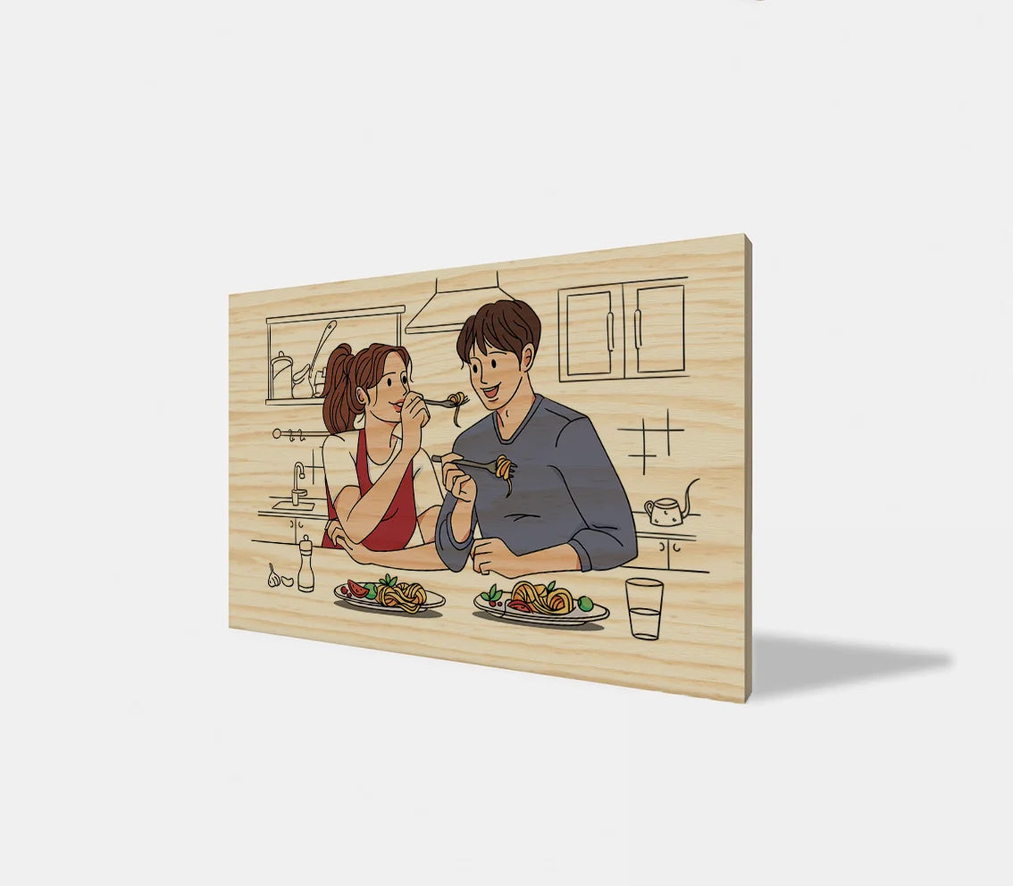 Romantic Couple Frameless Wall Art Novelty & Creative Wooden Style Home Decor