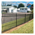 Hot Sale Black powder coated horizontal fence security flat top steel fencing outdoor welded steel fence panels for front yards
