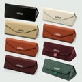 Wholesale Leather Glasses Case Triangle Folding PU Texture Handle Plush Sunglasses Box Antipressure Eyeglasses Cases Custom LOGO