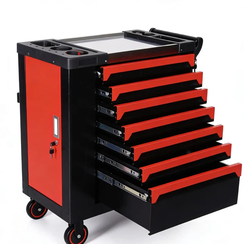 7-Drawer Mobile Tool Trolley Heavy Duty Steel Rolling Cabinet Professional Storage Chest for Hardware and Power Tools