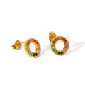 Luxury Stainless Steel Earrings That Do Not Fade 18k Gold Round Stainless Zircon Earrings for Women
