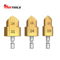 Hex Shank Step Drill Bits Set 3Pcs 20 25 32 Gauge HSS Titanium Coated for Pipe Enlargement Metal SS WoodPro Electrician Tool
