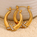 Dreamshow X Design Zircon Hoop Earrings 18k Gold Plated Jewelry Anti Tarnish Jewelry Stainless Steel Earrings MegaBDM