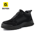 GUYISA BLACK Color Faux Suede Upper European Standard Steel Toe Solid Double Density Polyurethane PU Sole Safety Shoes MegaBDM