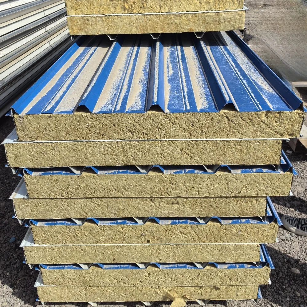 GUANGQIA A-level Fireproof Waterproof & Moisture-Proof 50mm/75mm/100mm Rock Wool Core Metal Sandwich Panels