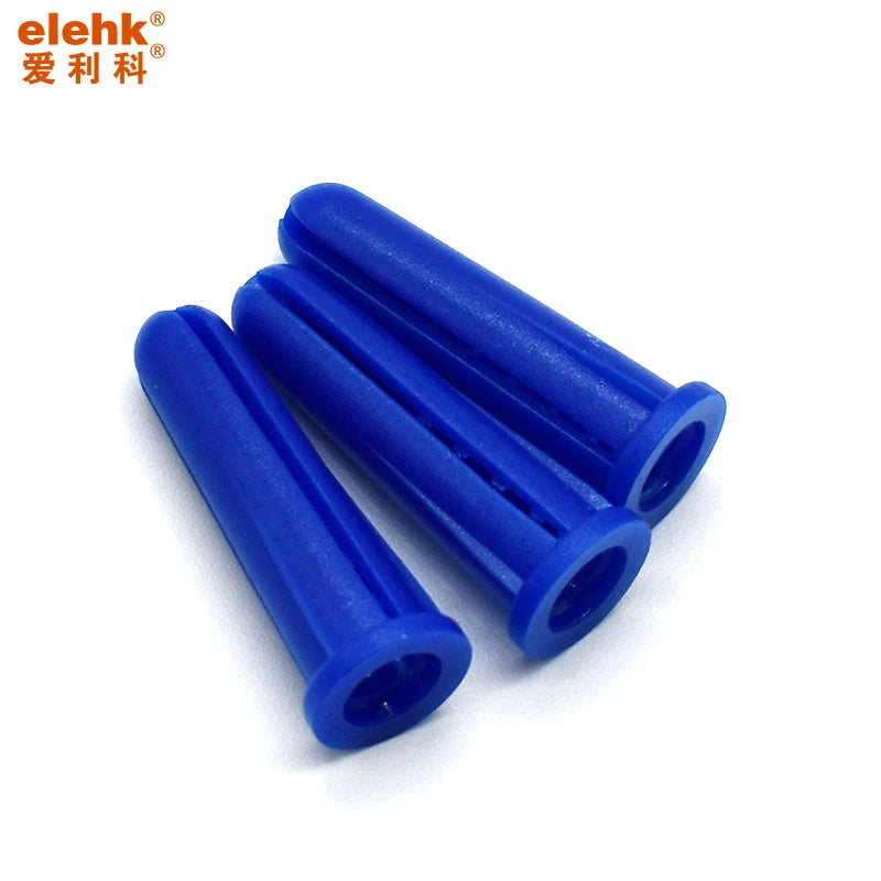Elekh 4000pcs/bag Blue PE 6*22MM Drywall Hollow Wall Plastic Conical Expansion Wall Plug Anchor Hot Dipped Galvanized Finish