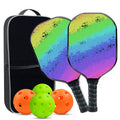 Fiberglass Pickleball Set of 2 Rackets & 4 Balls with Rubber Grip Portable Bag for Beginners Indoor/Outdoor Sports