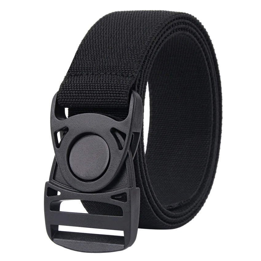 OEM Cheap Plastic Quick Release Buckle Tactical Belt Nylon Man Custom Logo 1.5'' Wide Elastic Rope Fabric Belt for Men and Women