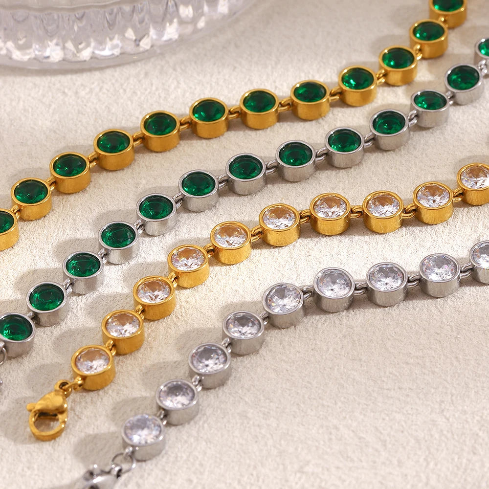 Dreamshow Zircon Jewelry Fashion Bracelets Beaded Gold Plated Jewelry for Women Stainless Steel Bracelet MegaBDM