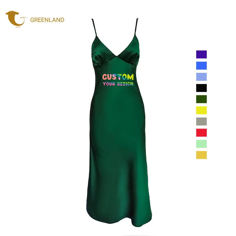 New Wholesale Custom Women Sleeveless Silk Nightgowns Slip Dress Girl High Quality Summer Camisole Dress