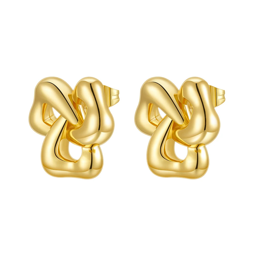 Latest 18K Gold Plated Brass Jewelry Hollow Flower Wrap Stud Earrings Hypoallergenic for Woman Party Earrings E241641