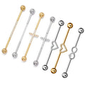 ASTM  F136 Titanium 14G 38mm Industrial Barbell Zircon Inlay Cross Ear Cartilage Threaded Helix Earring Piercing Body Jewelry
