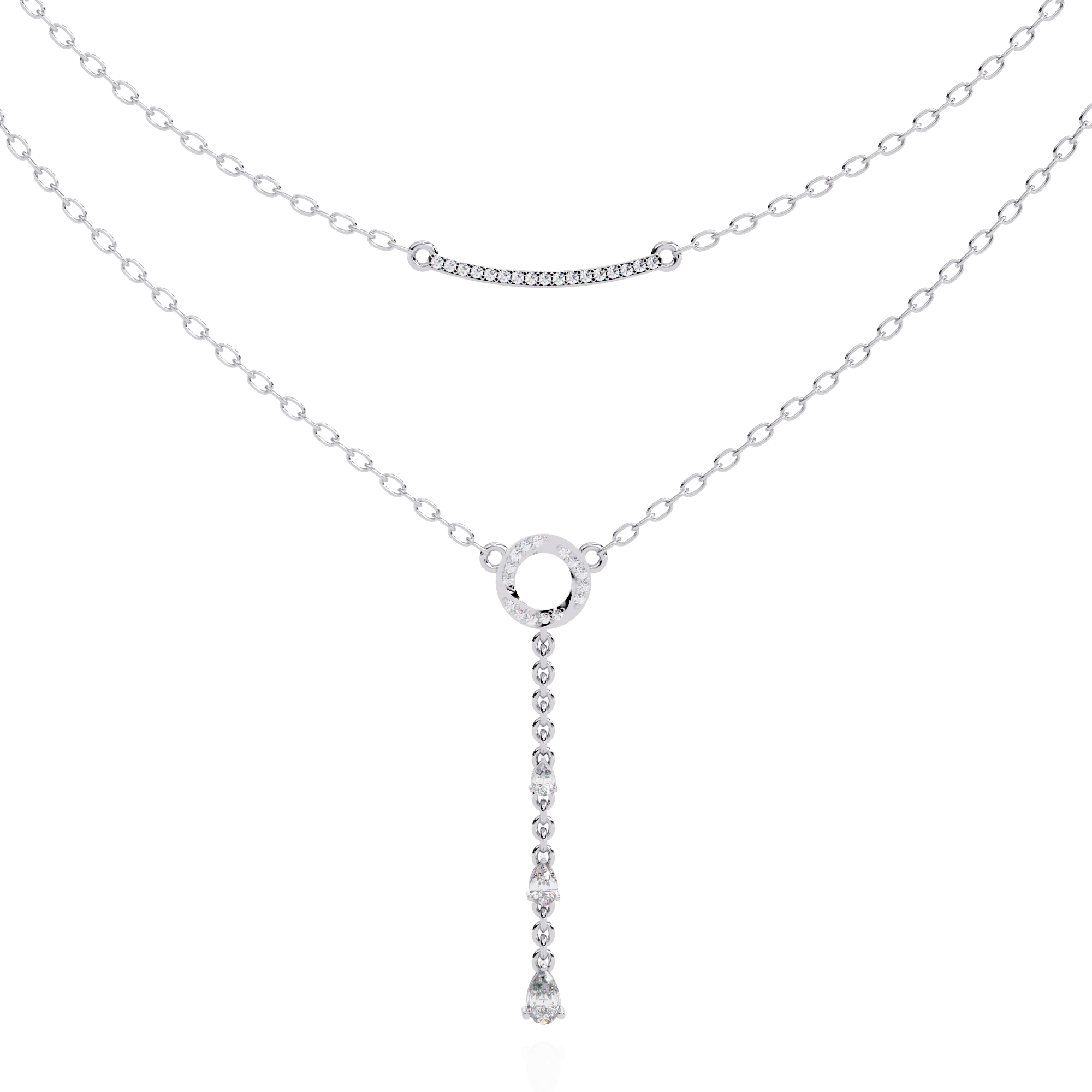 Double-Layer Brilliant Cut Lab Grown CVD Diamond 14K Gold Plated IGI Certified Women's Shiny Simple Necklace Pendant Her
