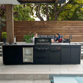 130 Inch BBQ Island Outdoor KItchen Sleek Matte Stainless Steel Gas 6 Burner Outdoor BBQ Kitchen All-in-One Cooktop Kitchen