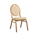 Luxury Gold Aluminum Banquet Metal Church Chair Set for Lavish Events Glamorous Synthetic Leather Dining Chair for Hotel Project