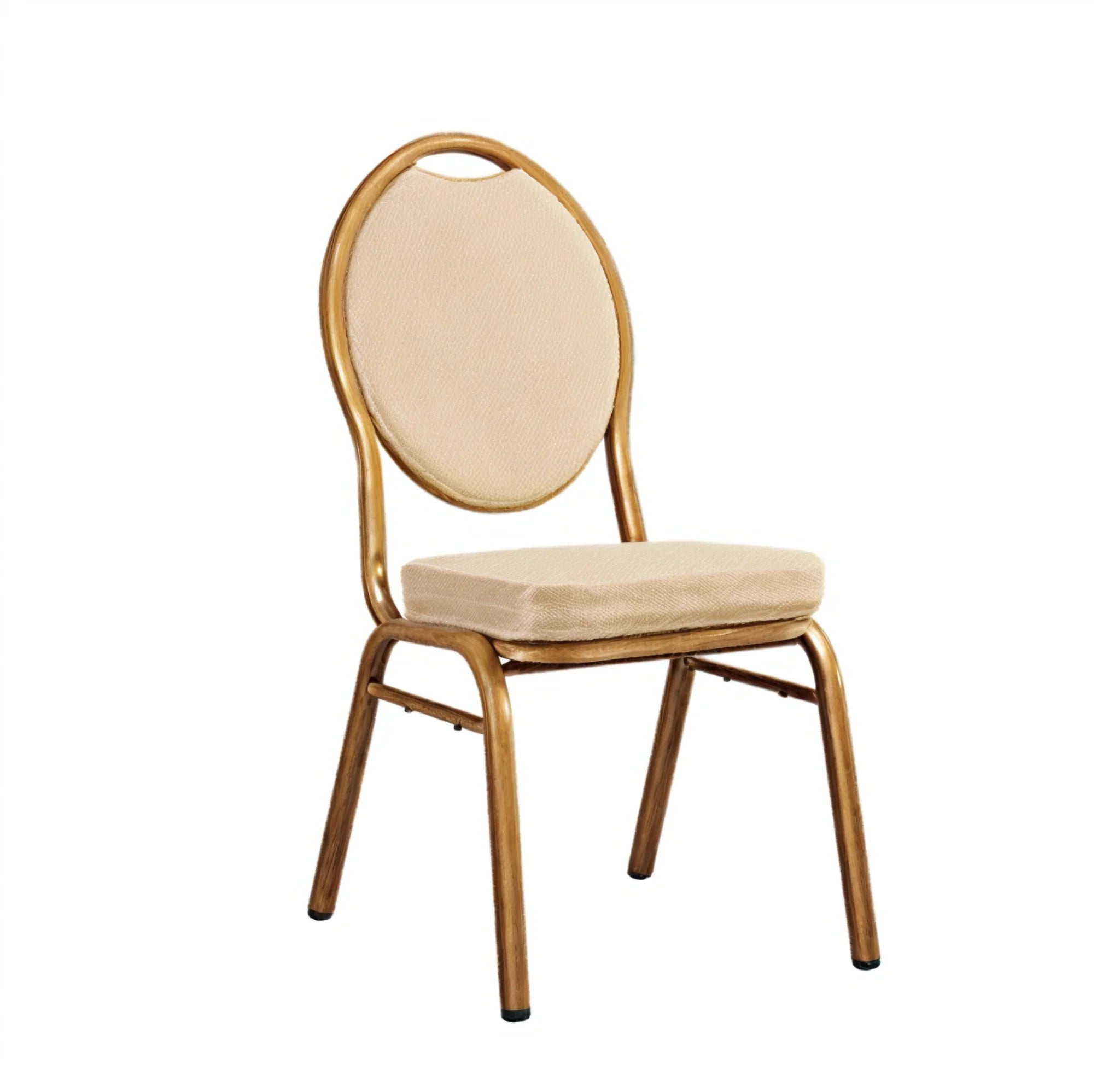 Luxury Gold Aluminum Banquet Metal Church Chair Set for Lavish Events Glamorous Synthetic Leather Dining Chair for Hotel Project