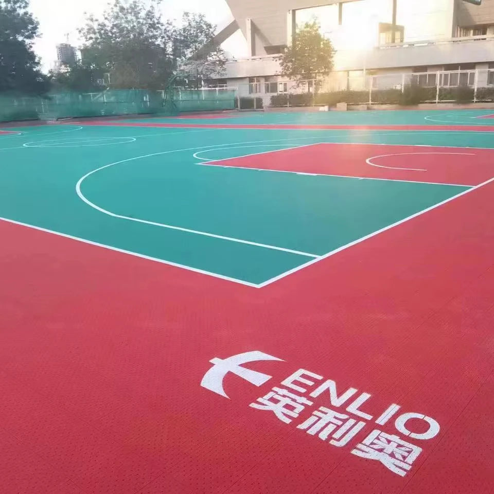 Enlio SES FIBA-Certified Interlocking Sports Tiles - Professional Outdoor Basketball Court Flooring Shock-Absorbing