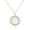 Nagosa Ready to Ship 18k 14k Gold Vermeil 925 Sterling Silver Round Mother of Pearl Cz Sun Coin Pendant Necklaces for Women