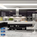 High Gloss Laminate Modular Kitchen Cabinets with Pull-Out Design Resin/Acrylic Countertop Hinge & Faucet Glass Doors