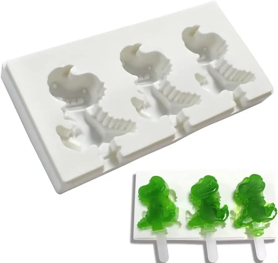 3 Dinosaur Ice Cream Molds Silicone Popsicle Mold Freeze Ice Cream Maker DIY Dessert Mould Form for Popsicle Mould