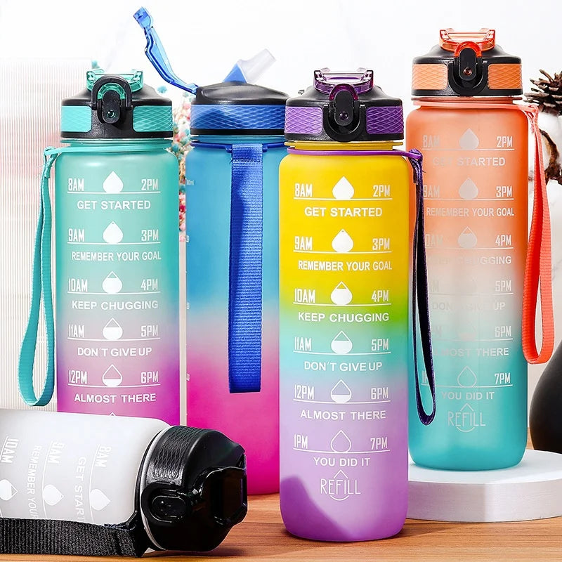 Water Bottle Motivational 64oz / 2L Half Gallon Water Bottle with Storage Sleeve Camo Insulated with Carry Strap