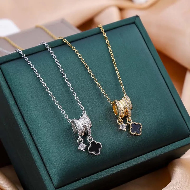 Exquisite and Versatile High-end Pendant Necklace with Zircon Inlay Made of Copper Available for Wholesale.