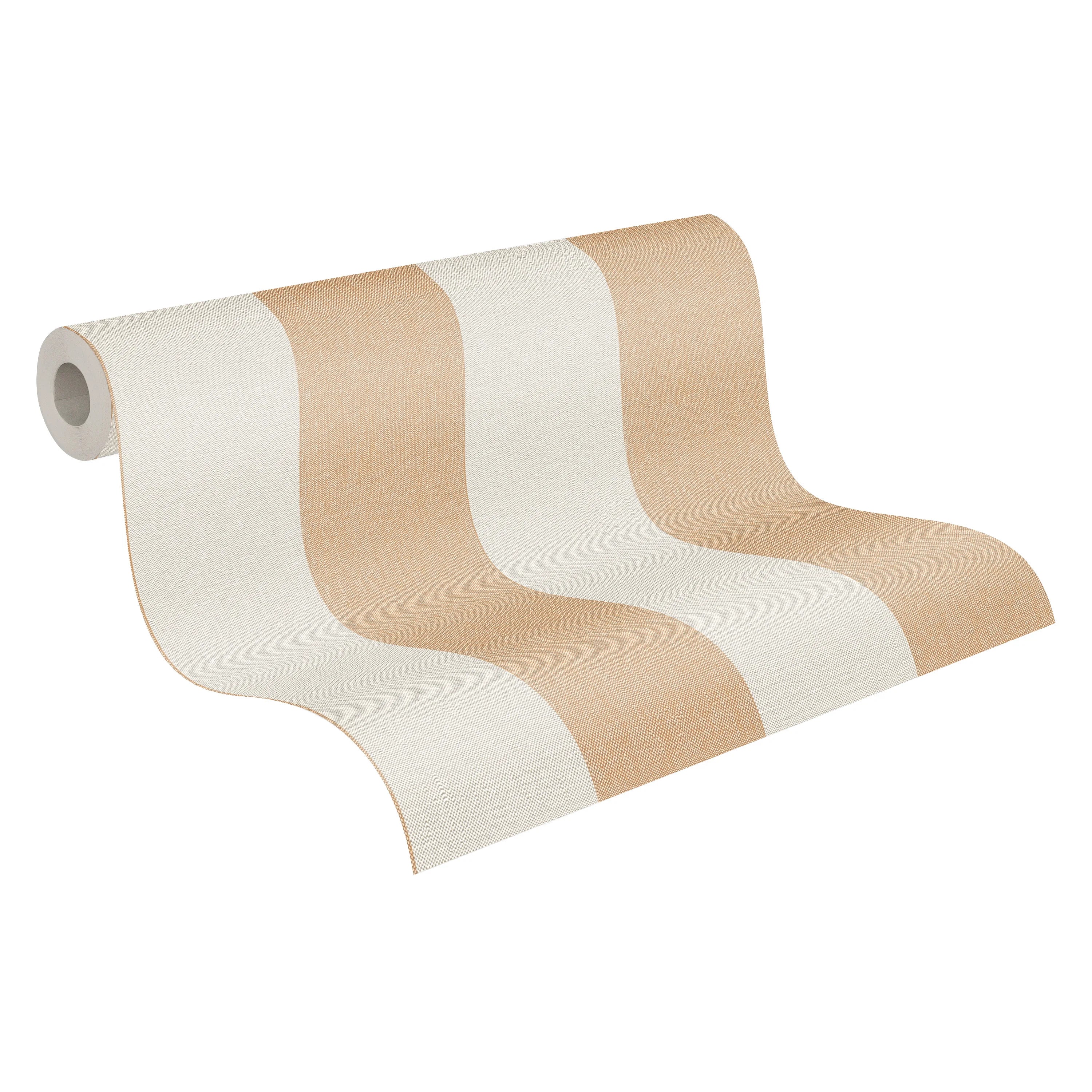 Germany Modern Kitchen Hotel Bathroom Living Room Wallpaper Rolls Stripes Orange Cream White Brown Non Woven Vinyl Highly