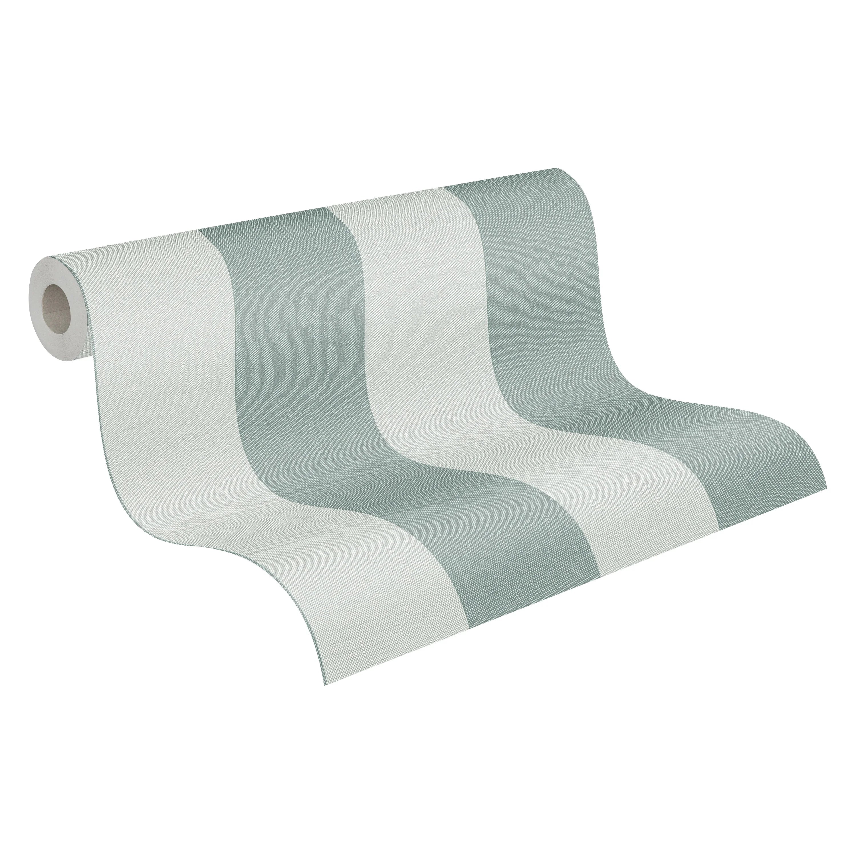 Made in Germany - Wallpaper rolls Stripes Green Light Green - Non Woven Vinyl - Modern Wallpaper Country House - 1005 x 053 m