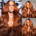 Ginger Ombre Human Hair Wig Breathable Swiss Lace Glueless 13x4 Transparent Lace Long Straight Pre-plucked Bleach Knots