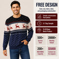 Men Crew Neck Ugly Christmas Jumper Knit Sweater Reindeer Fair Isle Heart Snow Jacquard Long Sleeve Xmas Holiday Pullover MegaBDM