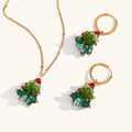 Stainless Steel Non Tarnish Jewelry Crystal Bijoux fairy 18k Christmas Tree Pendant Ohrringe Necklace Earring Set Gift for Women
