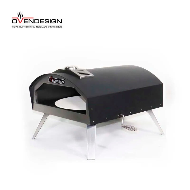 16-Inch Premium Outdoor Propane Pizza Oven BBQ Black Steel with Rotating Iron Metal Pizza Stone and Plastic Grilled Type