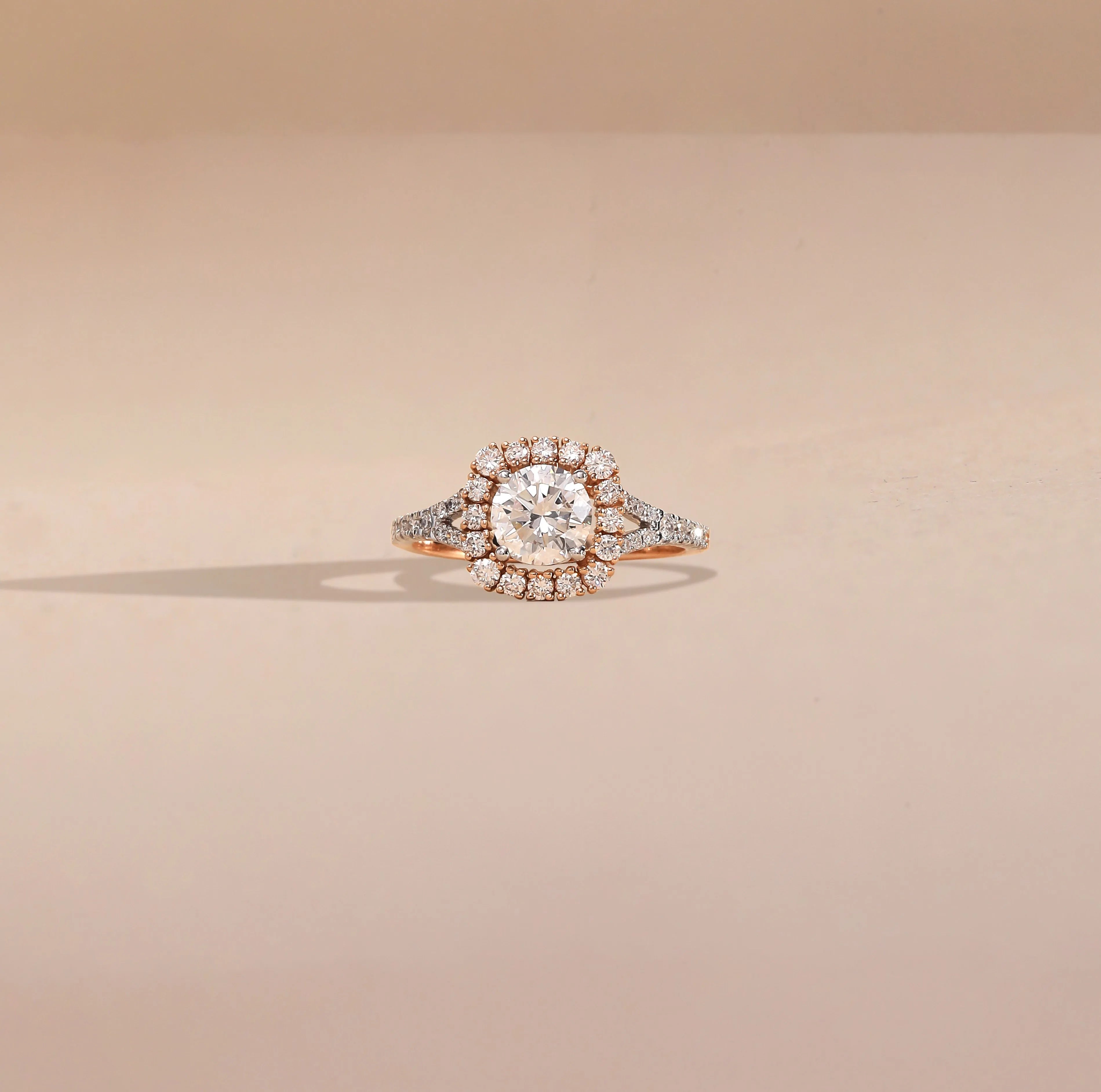 Adjustable Women's Luxury 14K Gold Plated 925 Sterling Silver Synthetic (Lab Grown) Brilliant Cut Diamond Wedding Ring