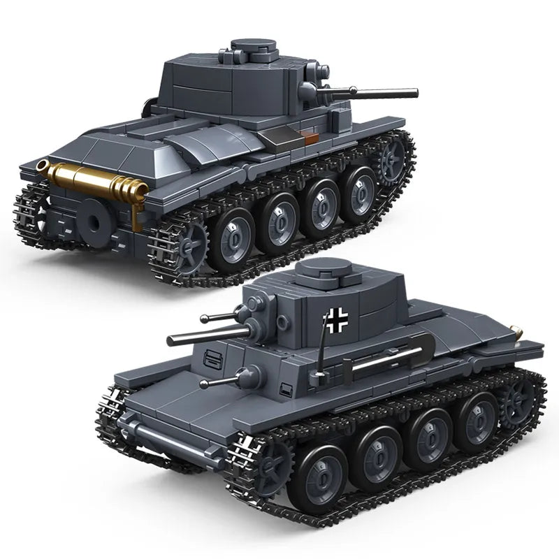 New Product 2025 1/35 414pcs Ww2 German Tank Vehicle Pz.Kpfw.38(T) a Light Tank Miniature Building Block Sets