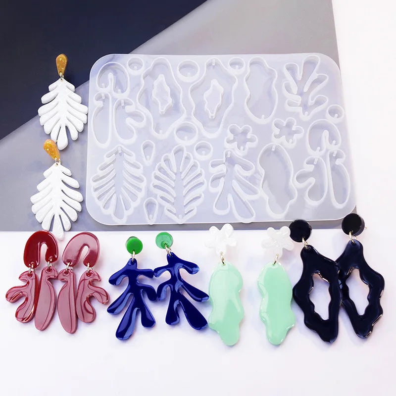 Crystal Drop Glue Mold Geometric Earrings Pendant Mold Aromatherapy Plaster Jewelry Mirror Mold for DIY Handmade