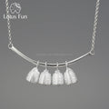 Lotus Fun Handmade Pure 925 Sterling Silver Vintage Fish Bell Chain Necklace for Women Fine Jewelry
