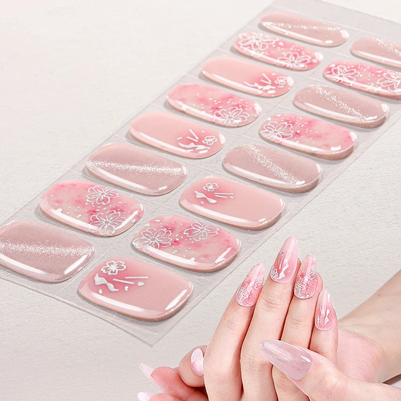 Factory Produced Gel Nail Stickers Environmentally Friendly Customized Semi-cured Gel Nail Strips