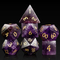 Amethyst Natural Gemstone Dice D&d Cat's Eye DND Dice Handmade Stone Polyhedral Dice Set for  Table Games Purple Crystal