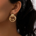 European PVD Gold Plated Twisted Cross Thread Drop Earring Geometric Ins Style Dangle Earring