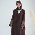 Crepe Embroidery Palestine Kuffiya Dubai Abaya 2026 Arabic Muslim Clothing Women Open Abaya Islamic Abaya Modest Dresses