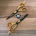 Barber Hair Cutting Scissors Set Black Gold Steel Handle Stainless Steel Blade Right-Handed 26 Teeth Thinning Beauty Salon