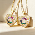 QIKU Romance Heart Shape Pendant Women Necklace Copper Micro Pave Colorful Zircon Party Jewelry Engagement Gift Wholesale Price
