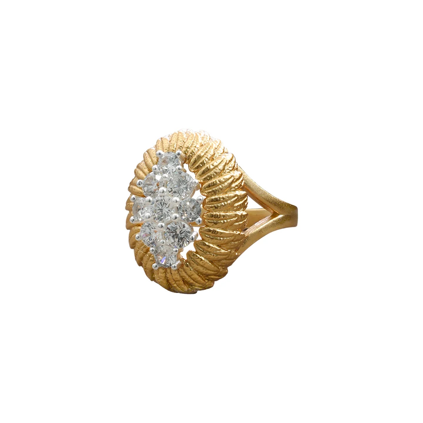 Copper Cluster Rings Exaggerated Style Gold Plating Trendy European American Fashion Featuring Natural Stone Zircon Personalized