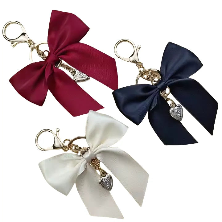 Custom Luxury Cheer Bow Keychain Fashion Cute Handbag Bag Charm Pendant Keychain Handmade Cheer Bow Key Rings Heart Accessories