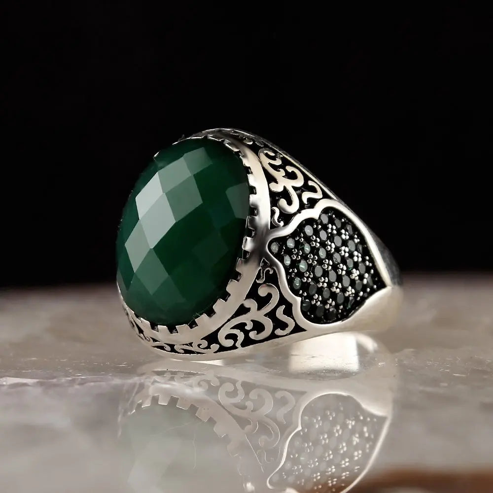 Men's 925 Sterling Silver Classic Bezel Setting Zircon Ring for Wedding & Party Turkish Made Jewelry