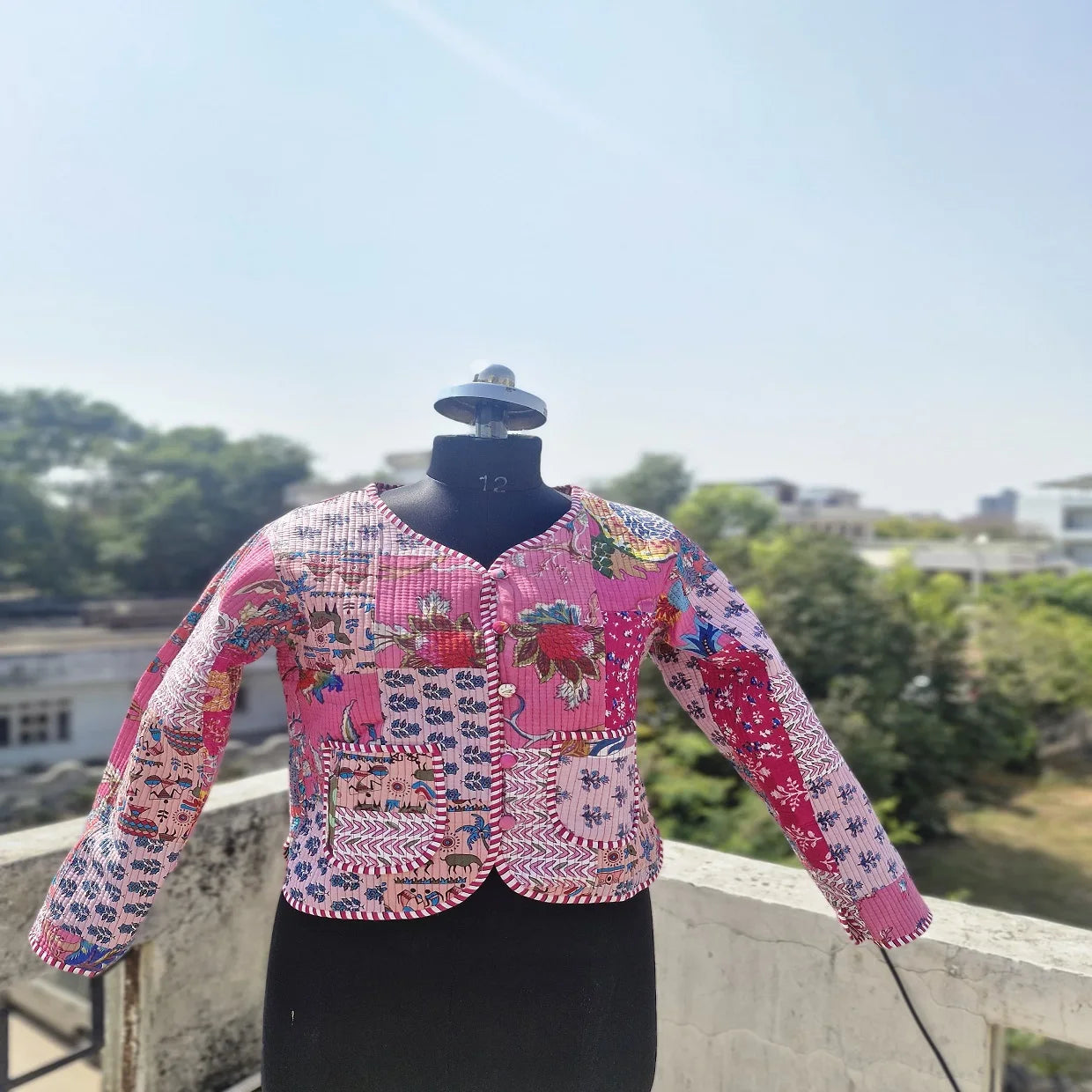 Elegant Raw Kantha Stitch Quilted Jacket Handmade Eco-Friendly Waterproof Comfort Timeless Style Custom Made Sustainable Fashion