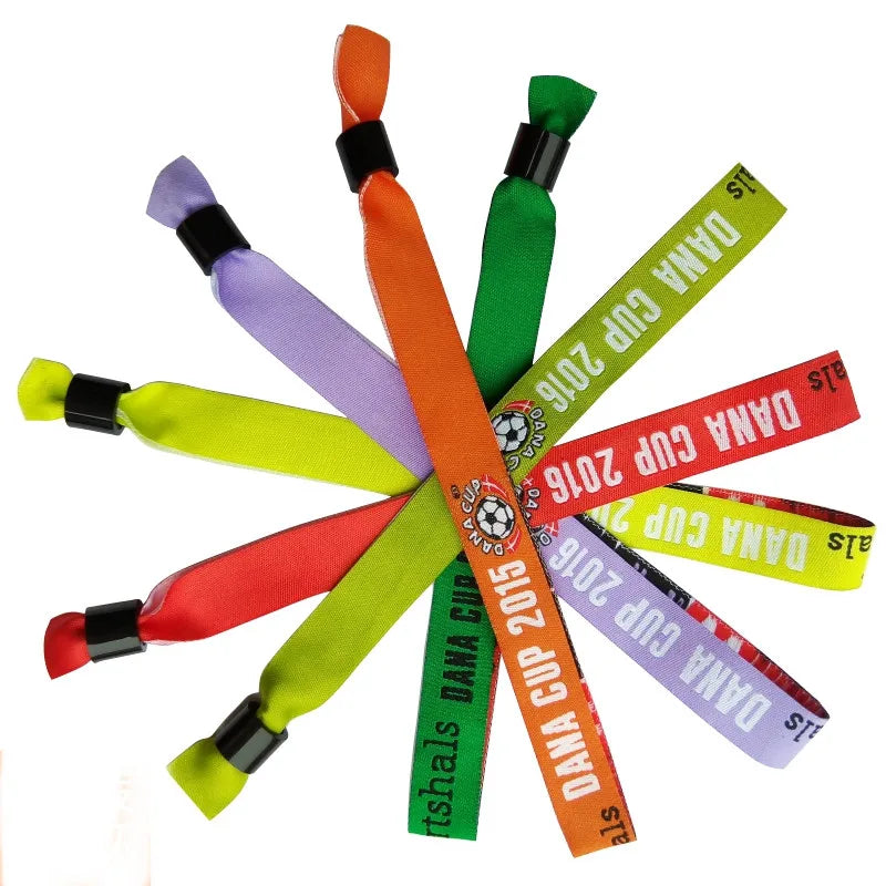 HXY Promotional Heat Transfer Printed Polyester Woven Cloth Wristbands with Sliders for Party Festival Event Entry-Wholesale