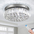 12.6" Modern Crystal Chandelier LED Crystal Ceiling Light Flower Flush Mount Chandelier for Bedrooms Living Room Dining Room